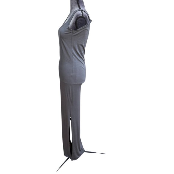 Gray Maxi Tank Dress With Scoop Neckline & Side Slit - Picture 3 of 5